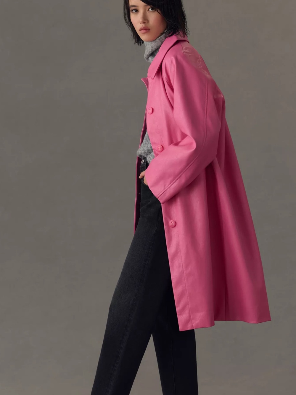 Anthropologie Baum und Pferdgarten Devon Faux Leather Trench Coat 40/L